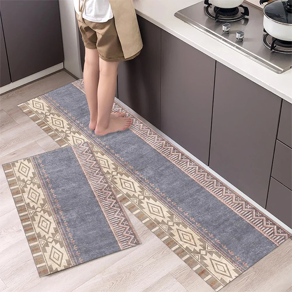 VIKAMA 1/2PCS Kitchen Oil-Resistant Floor Mat, Bathroom Absorbent Quick-Drying Carpet, Anti-Slip Doormat For Home Decoration
