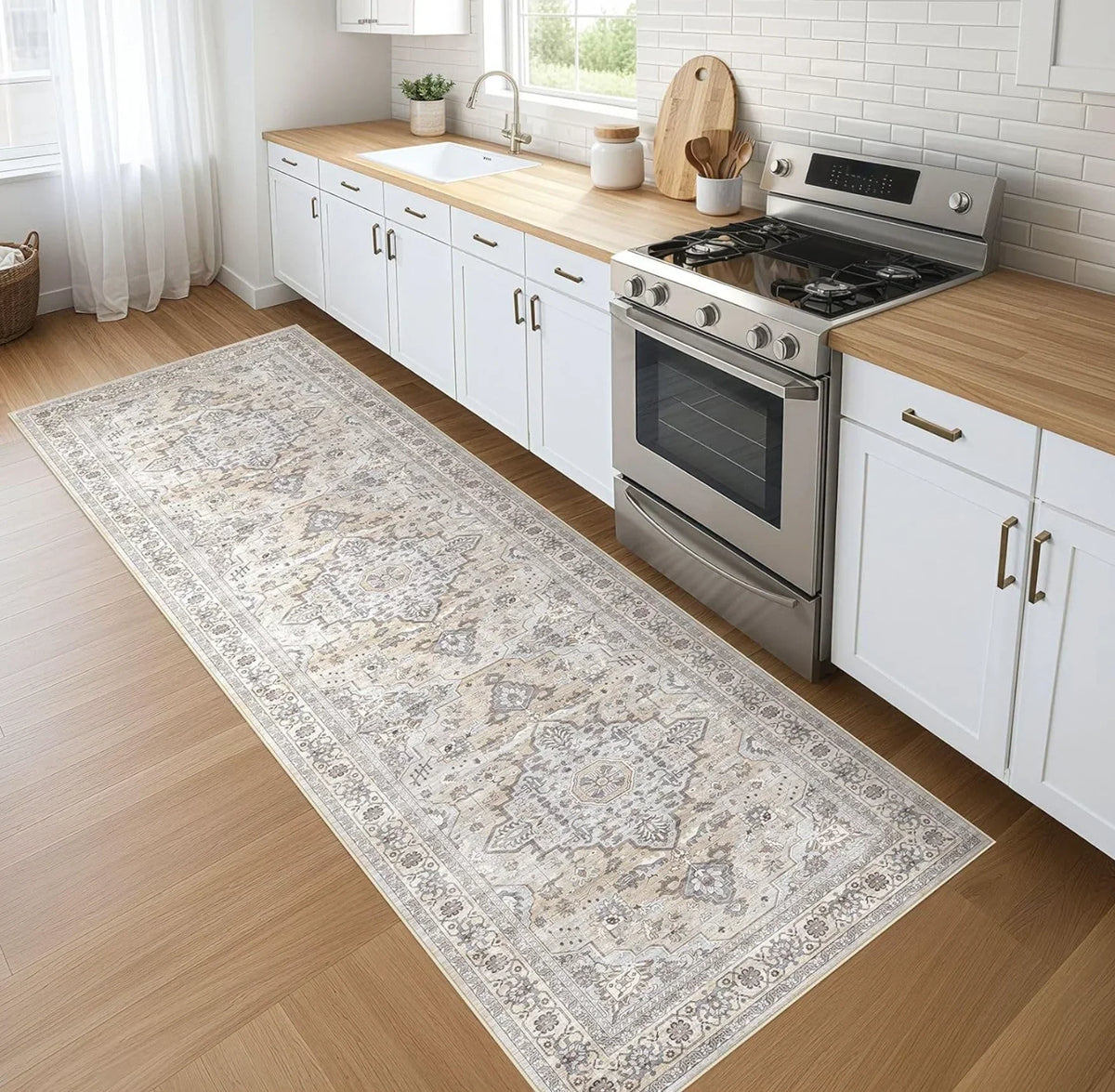 Non Slip Washable Multi Style Runner Rug Floral Retro Abstract Pattern Mat for Kitchen Hallway Corridor Home Decor Floor Carpet