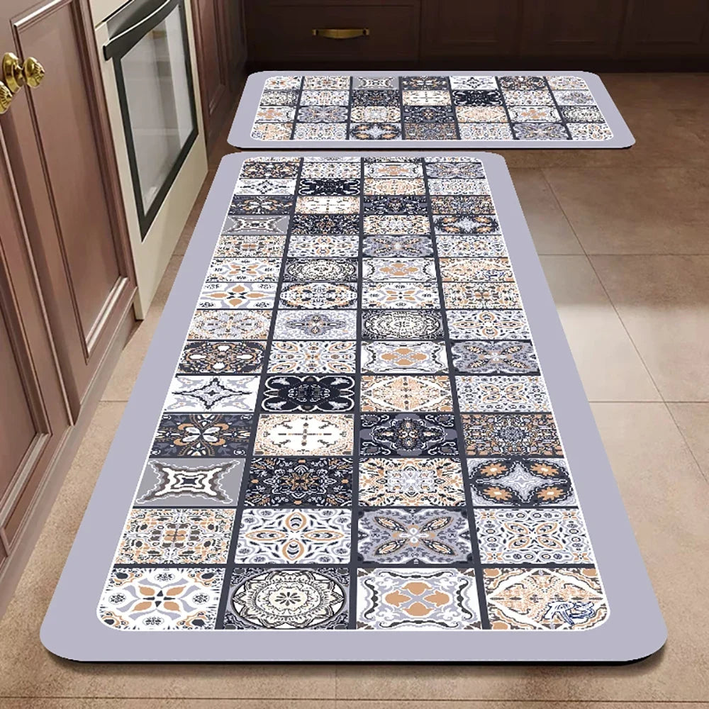 VIKAMA 1/2PCS Kitchen Oil-Resistant Floor Mat, Bathroom Absorbent Quick-Drying Carpet, Anti-Slip Doormat For Home Decoration