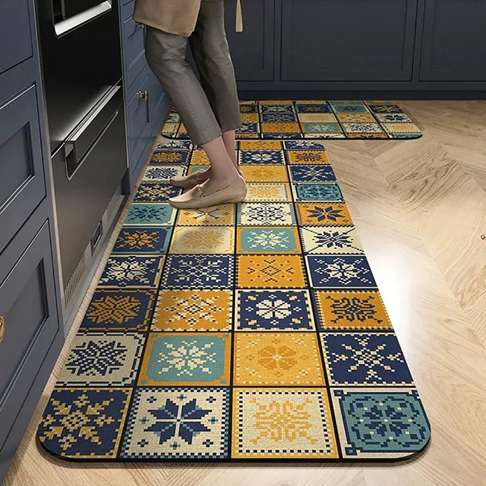 VIKAMA 1/2PCS Kitchen Oil-Resistant Floor Mat, Bathroom Absorbent Quick-Drying Carpet, Anti-Slip Doormat For Home Decoration