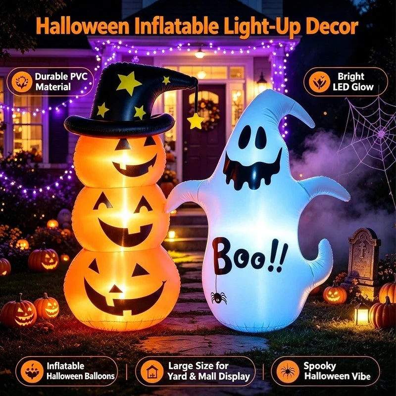 Halloween Inflatable LED Pumpkin & Ghost Outdoor Decoration Set