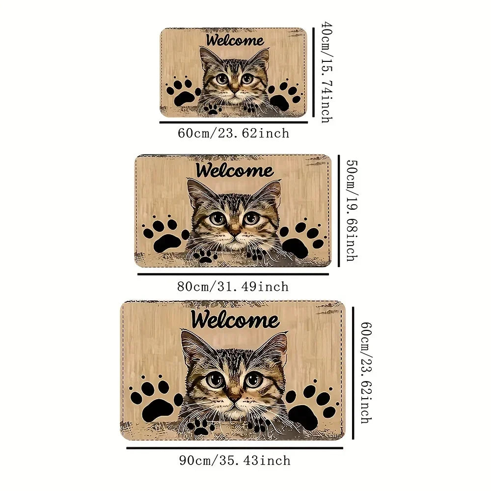 VIKAMA Cartoon Cute Cat Carpet Soft Doormat Welcome Mat Living Room Carpet Kitchen Rug Rug For Bedroom Outdoor Carpet Home Dec