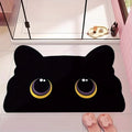 VIKAMA Black Cat Floor Mat Cute Cartoon Bathroom Mat Waterproof Non-slip Doormat Toilet Floor Rug Welcome Mat Home Decoration