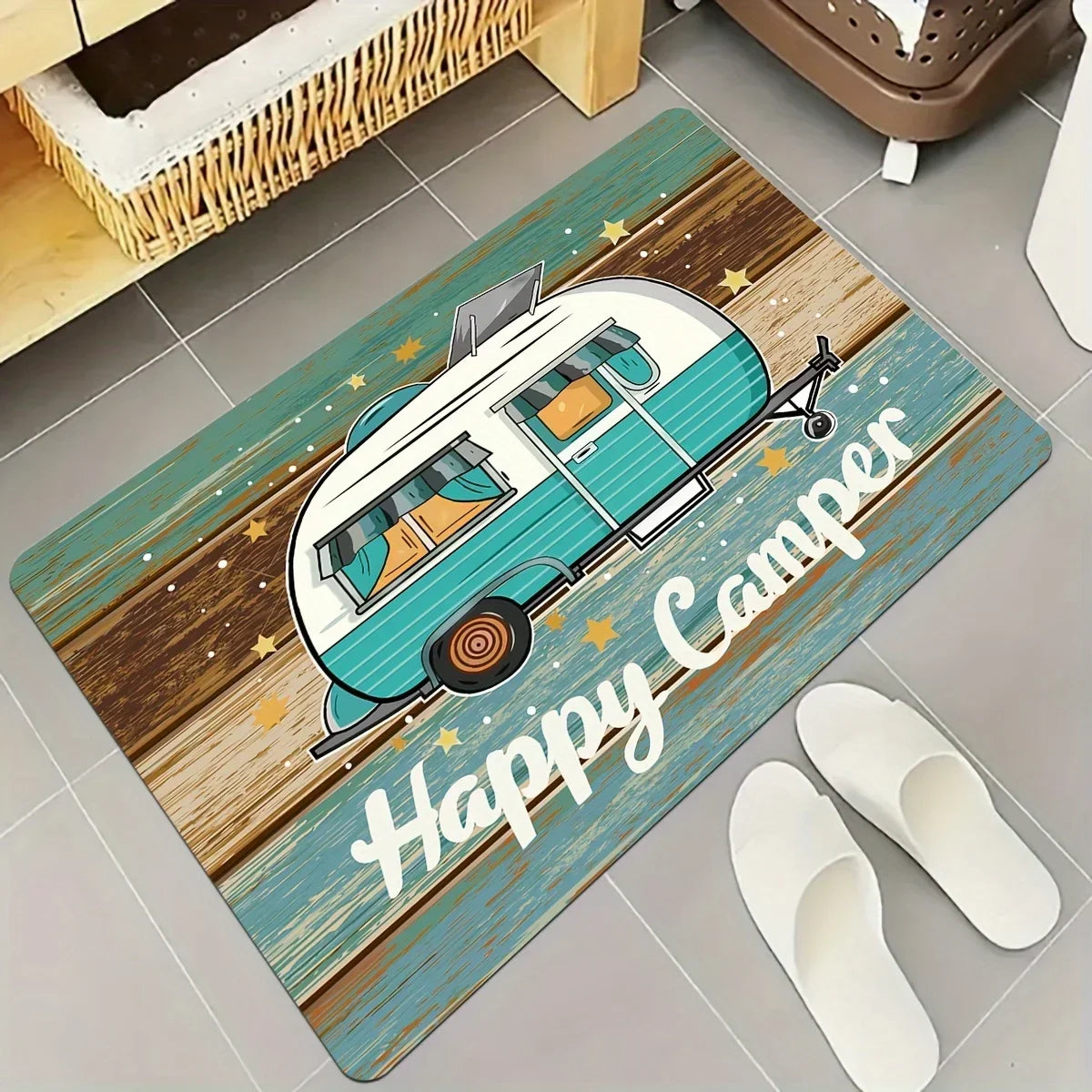 VIKAMA Vintage Wood Grain Car Flannel Rug Bedroom, Living Room, Entryway Doormat Soft and Comfortable Home Decor Rug