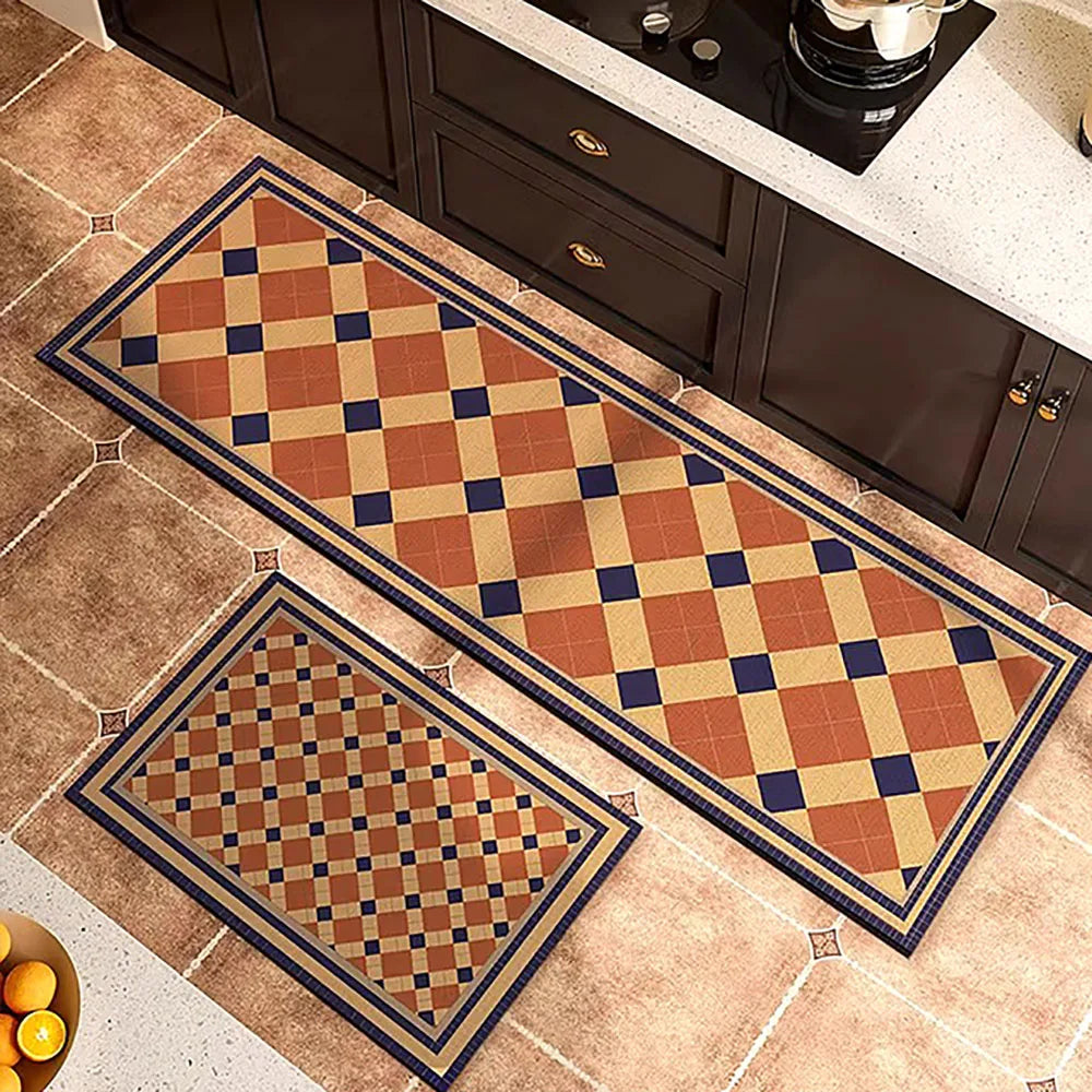 VIKAMA 1/2PCS Kitchen Oil-Resistant Floor Mat, Bathroom Absorbent Quick-Drying Carpet, Anti-Slip Doormat For Home Decoration
