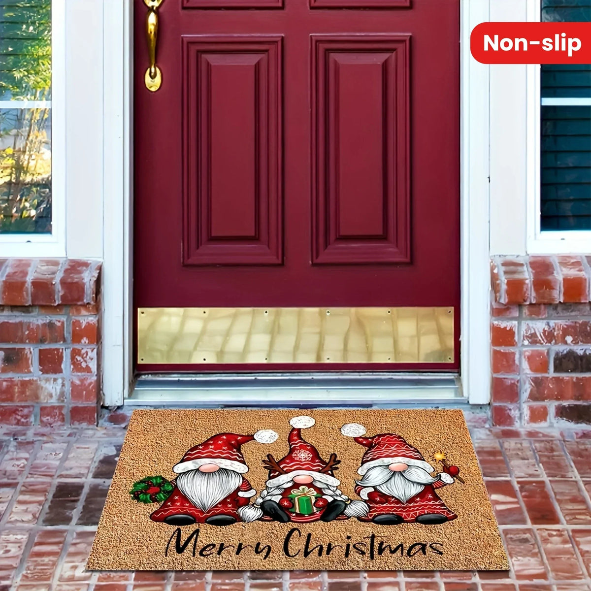 VIKAMA 1pc Three Santa Claus Doormats Festive Floor Mat Living Room Rug For Bedroom Welcome Mat Outdoor Rug Christmas Rug