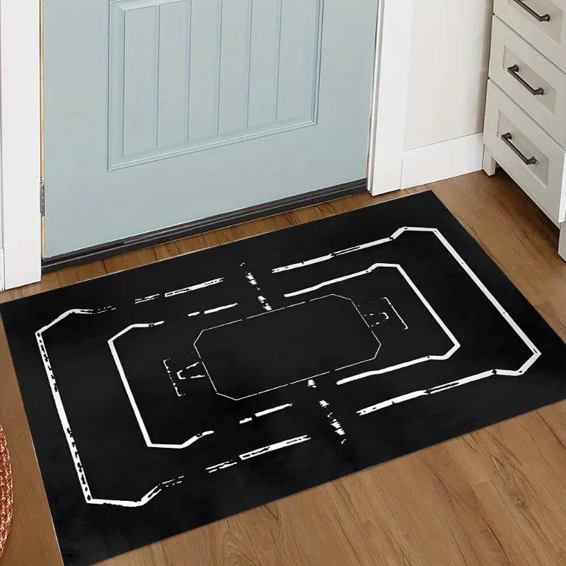 Fender Logo Carpet - Black White Guitar Rug Music Room Decor Doormat for Musician Home Studio Entryway Mat Easy To Clean Fashion