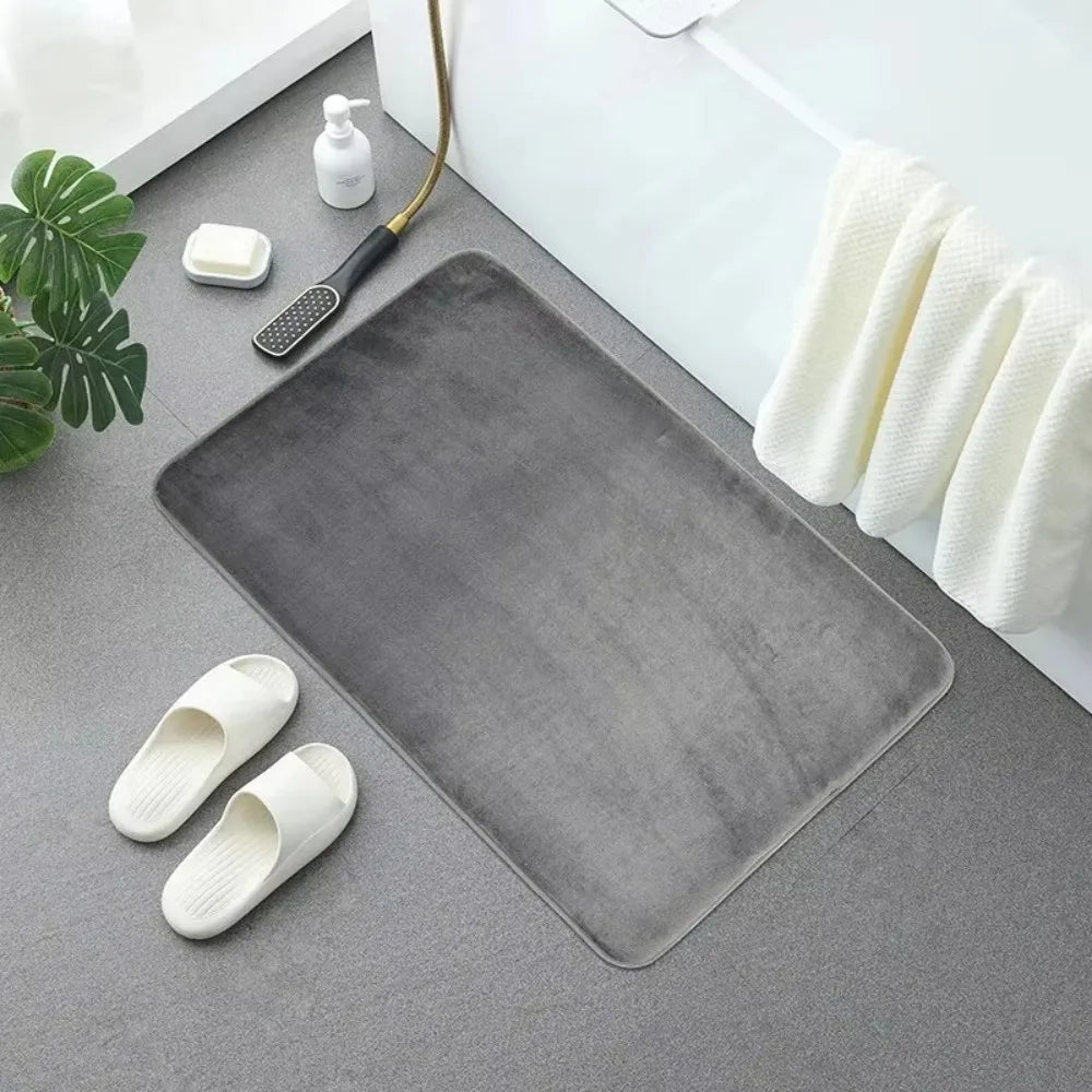 Solid Color Coral Velvet Floor Mat Bathroom Bathroom Doorway Absorbent Non-slip Thickened Cozy Carpet