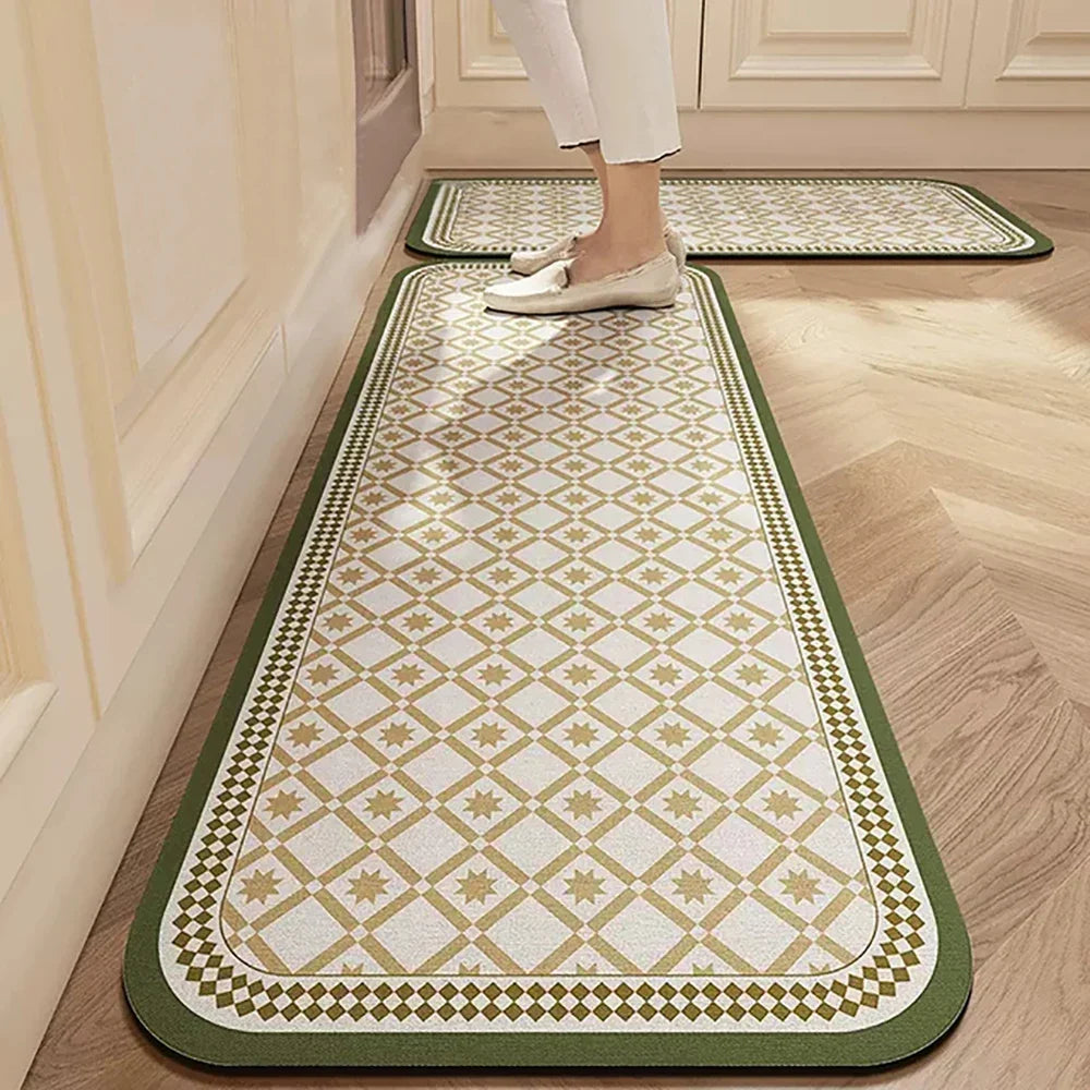 VIKAMA 1/2PCS Kitchen Oil-Resistant Floor Mat, Bathroom Absorbent Quick-Drying Carpet, Anti-Slip Doormat For Home Decoration