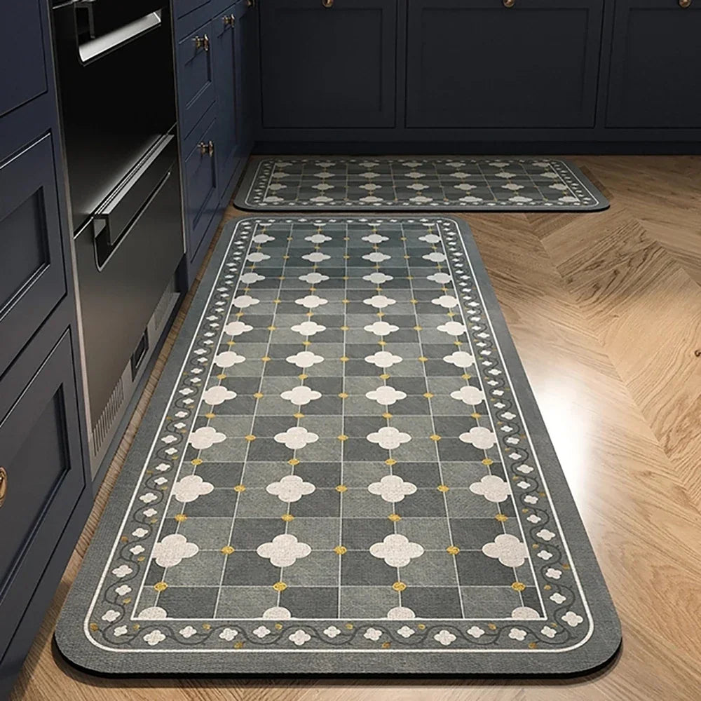 VIKAMA 1/2PCS Kitchen Oil-Resistant Floor Mat, Bathroom Absorbent Quick-Drying Carpet, Anti-Slip Doormat For Home Decoration