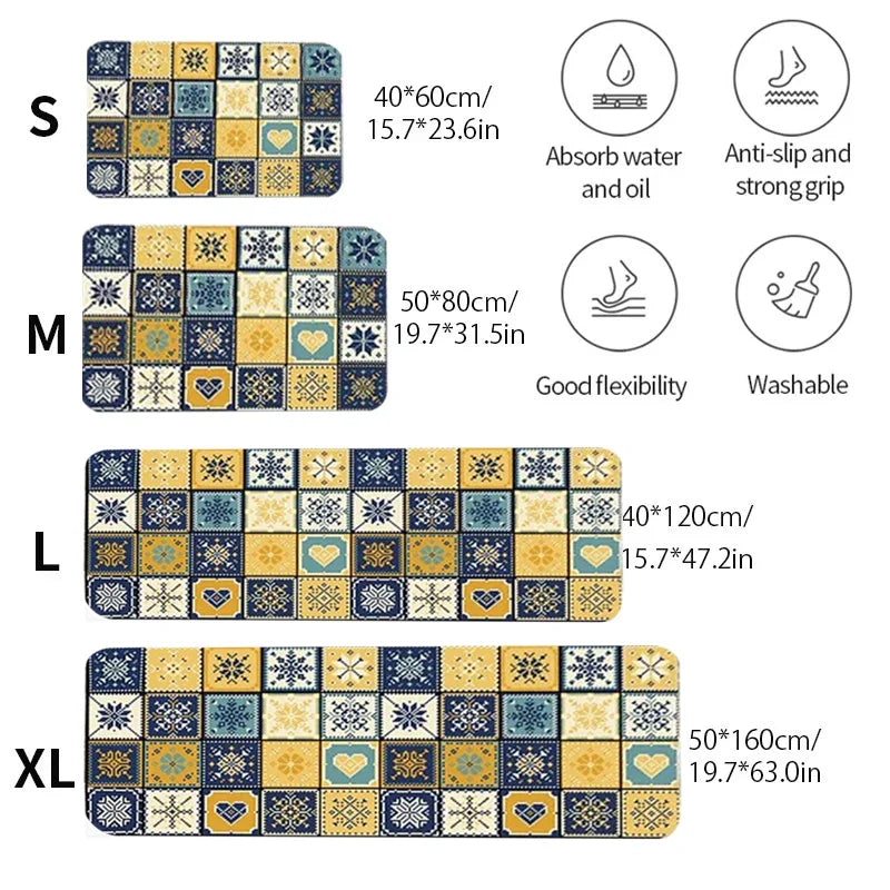 VIKAMA 1/2PCS Kitchen Oil-Resistant Floor Mat, Bathroom Absorbent Quick-Drying Carpet, Anti-Slip Doormat For Home Decoration