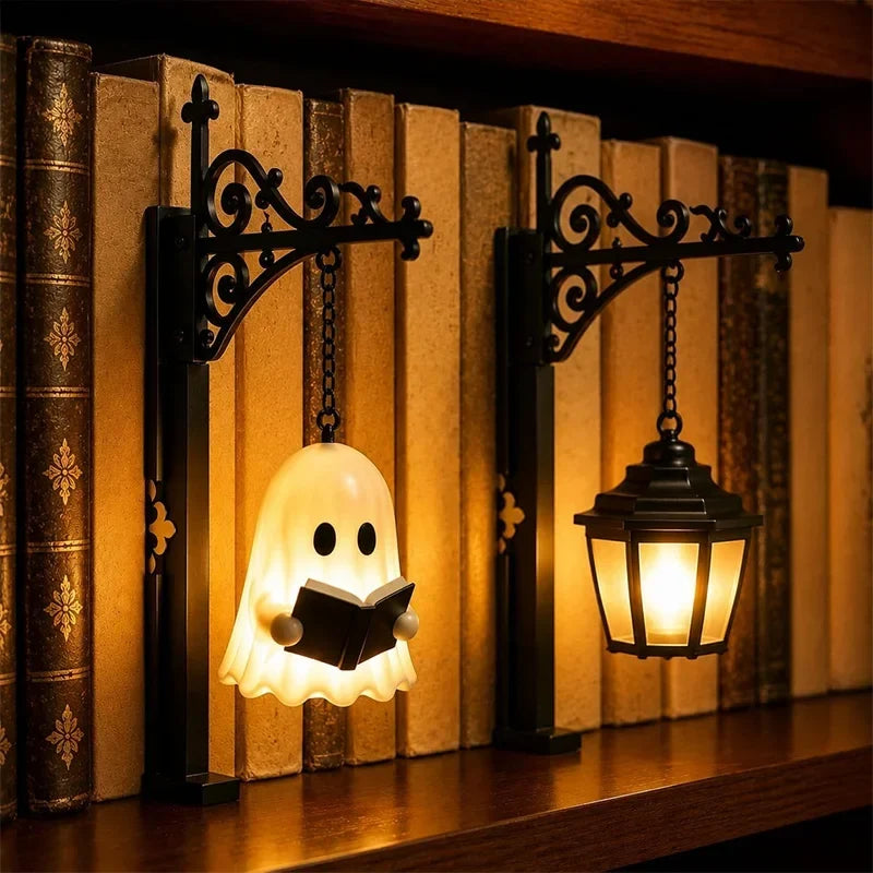 Halloween Ghost Bookshelf Lamp - Gothic LED Wall Light