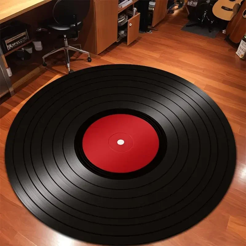 VIKAMA Vintage Record Floor Mat - Anti-Slip And Stain-Resistant For Living Room, Bedroom Bedside Carpet, Home Decoration