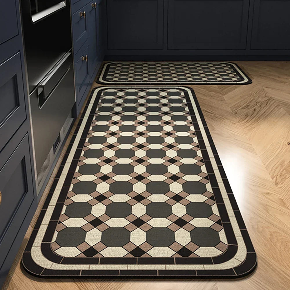 VIKAMA 1/2PCS Kitchen Oil-Resistant Floor Mat, Bathroom Absorbent Quick-Drying Carpet, Anti-Slip Doormat For Home Decoration