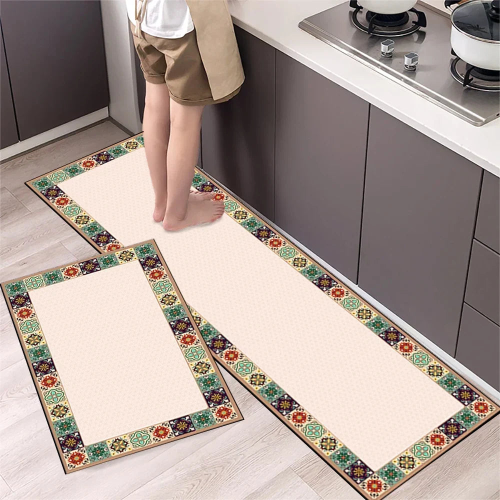 VIKAMA 1/2PCS Kitchen Oil-Resistant Floor Mat, Bathroom Absorbent Quick-Drying Carpet, Anti-Slip Doormat For Home Decoration