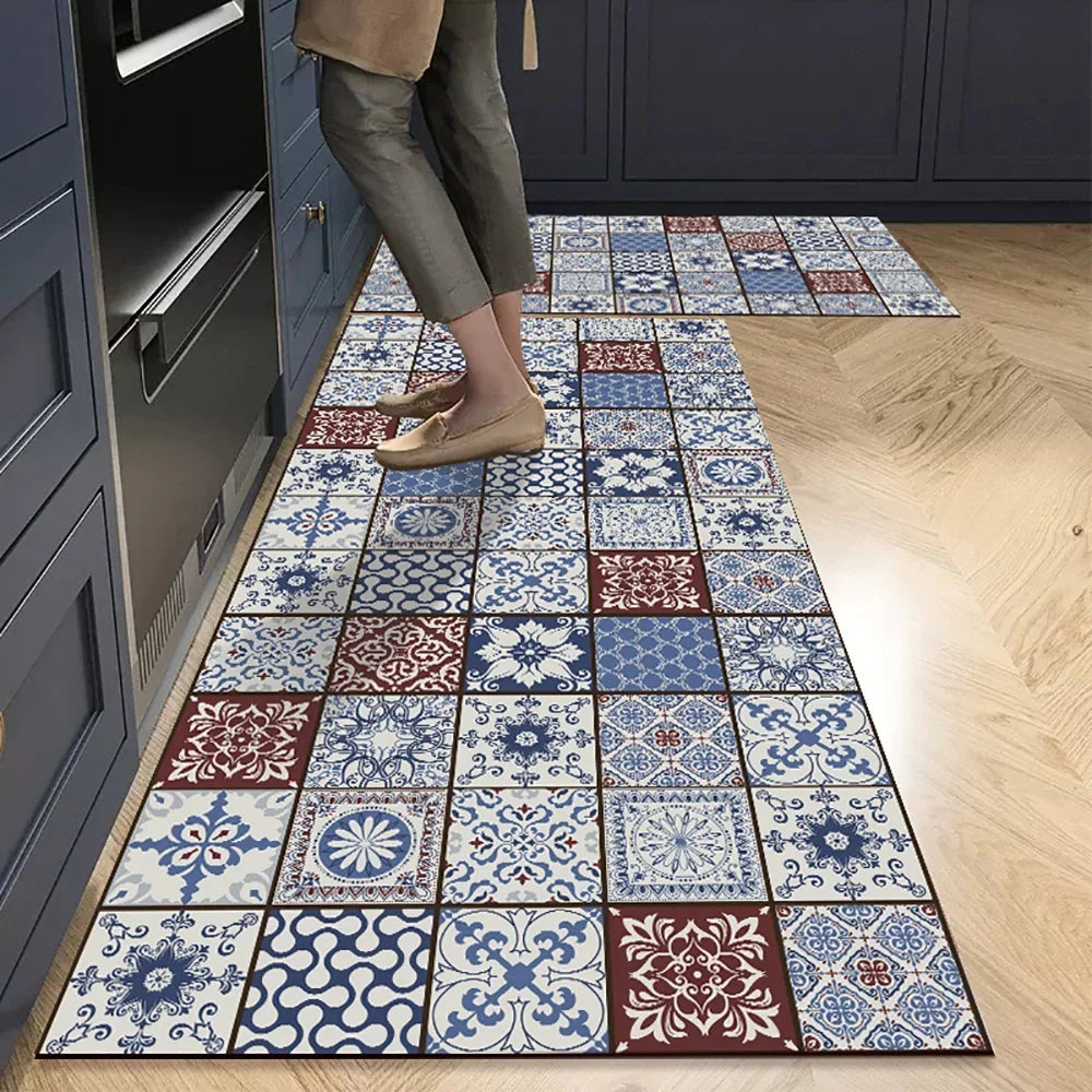 VIKAMA 1/2PCS Kitchen Oil-Resistant Floor Mat, Bathroom Absorbent Quick-Drying Carpet, Anti-Slip Doormat For Home Decoration