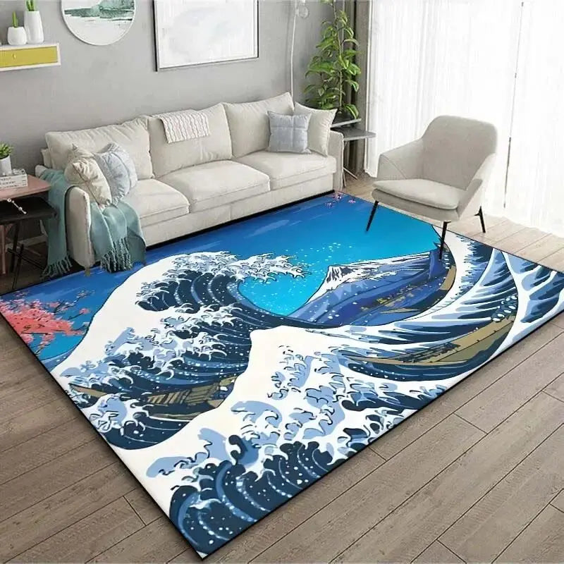 VIKAMA Japanese Japanese Style Ukiyo-e Entrance Hall Carpet Kanagawa Surf Balcony Kitchen Living Room Bedroom Floor Mat
