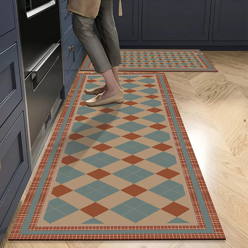 VIKAMA 1/2PCS Kitchen Oil-Resistant Floor Mat, Bathroom Absorbent Quick-Drying Carpet, Anti-Slip Doormat For Home Decoration