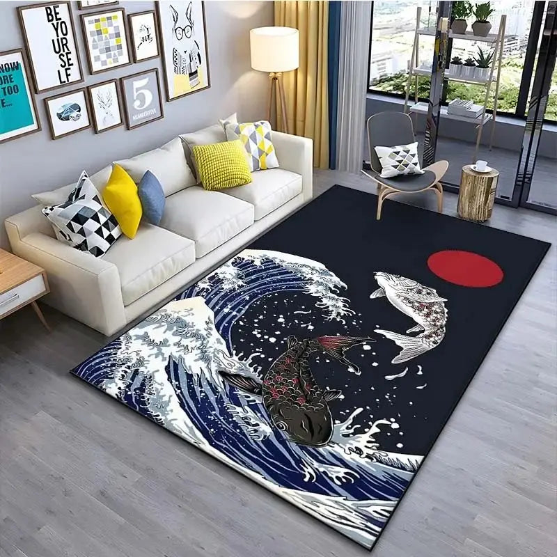 VIKAMA Japanese Japanese Style Ukiyo-e Entrance Hall Carpet Kanagawa Surf Balcony Kitchen Living Room Bedroom Floor Mat
