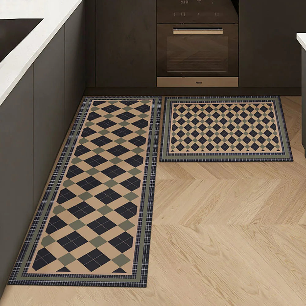 VIKAMA 1/2PCS Kitchen Oil-Resistant Floor Mat, Bathroom Absorbent Quick-Drying Carpet, Anti-Slip Doormat For Home Decoration