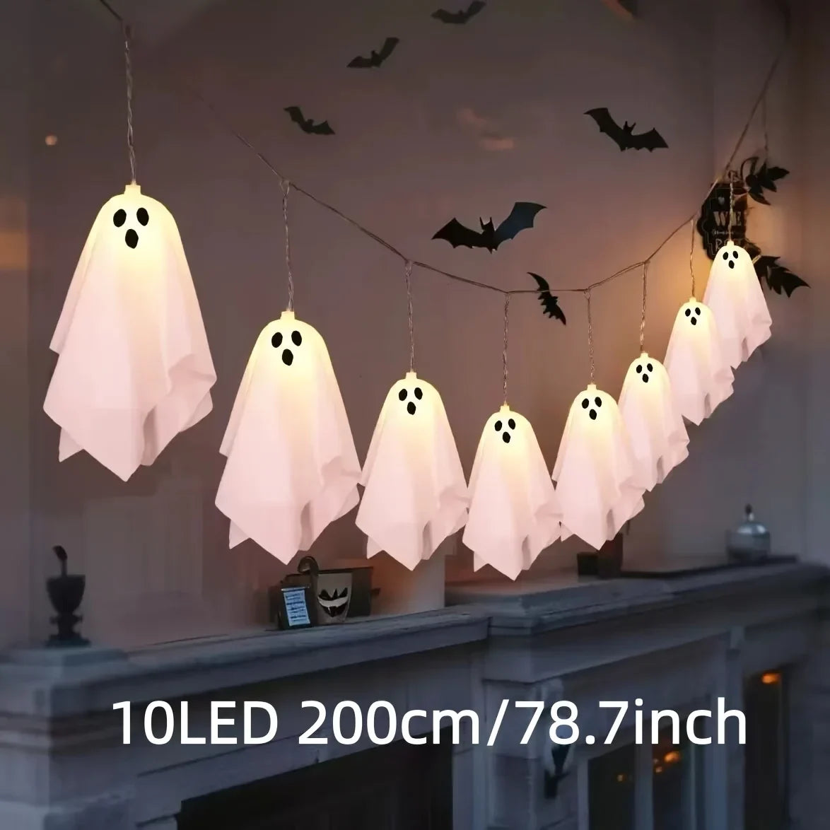 Halloween Ghost LED String Lights for Indoor Window Decor