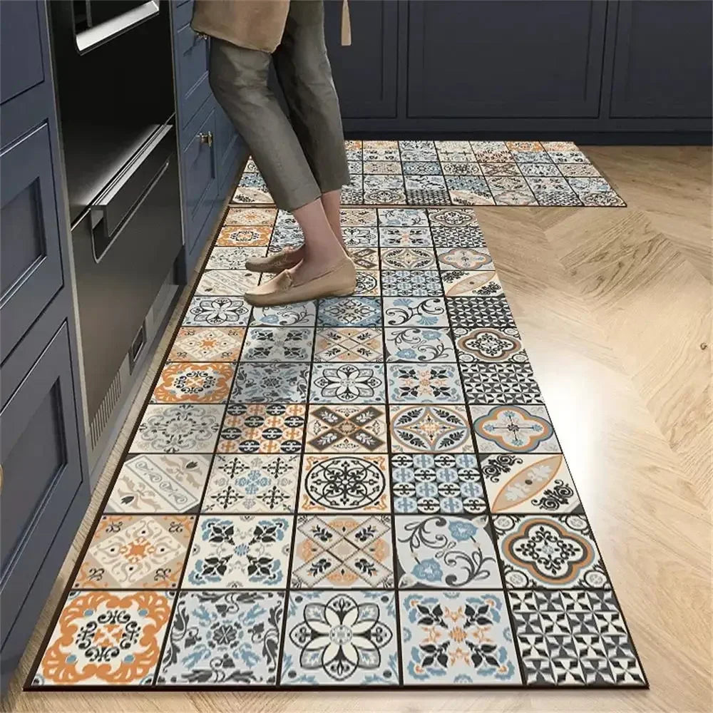 VIKAMA 1/2pcs Kitchen Floor Mat, Anti-Slip And Easy To Maintain, Home Decoration, Entrance Porch Carpet, Living Room Floor Mat