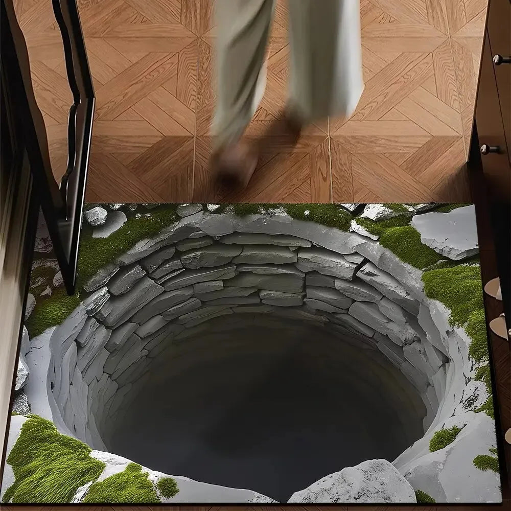 3D Optical Illusion Waterfall Door Mat Nature Landscape Entrance Welcome Rug Non-slip Water Absorbent Home Decor Carpet