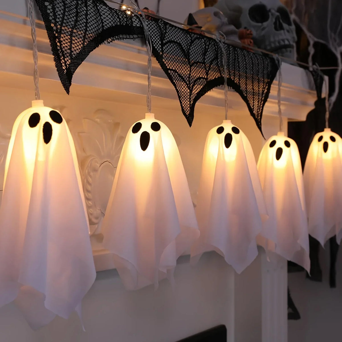 Halloween Ghost LED String Lights for Indoor Window Decor