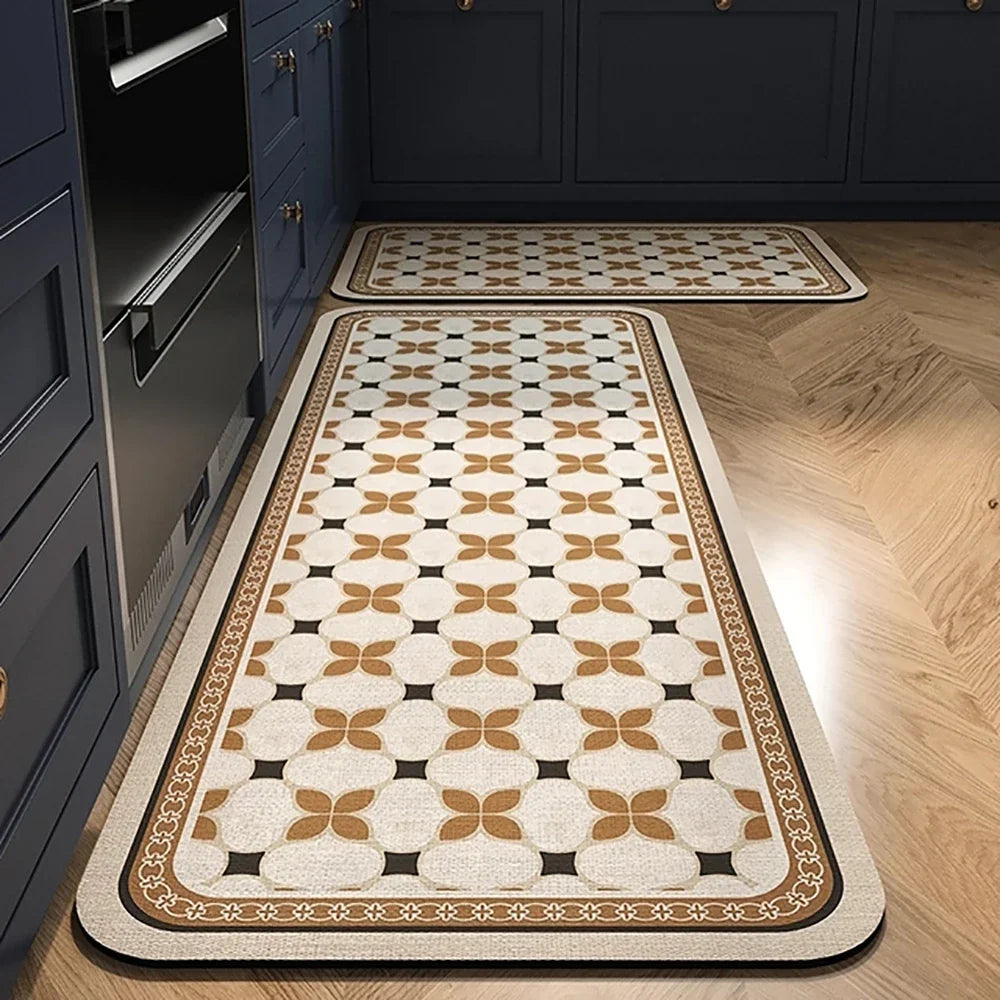 VIKAMA 1/2PCS Kitchen Oil-Resistant Floor Mat, Bathroom Absorbent Quick-Drying Carpet, Anti-Slip Doormat For Home Decoration