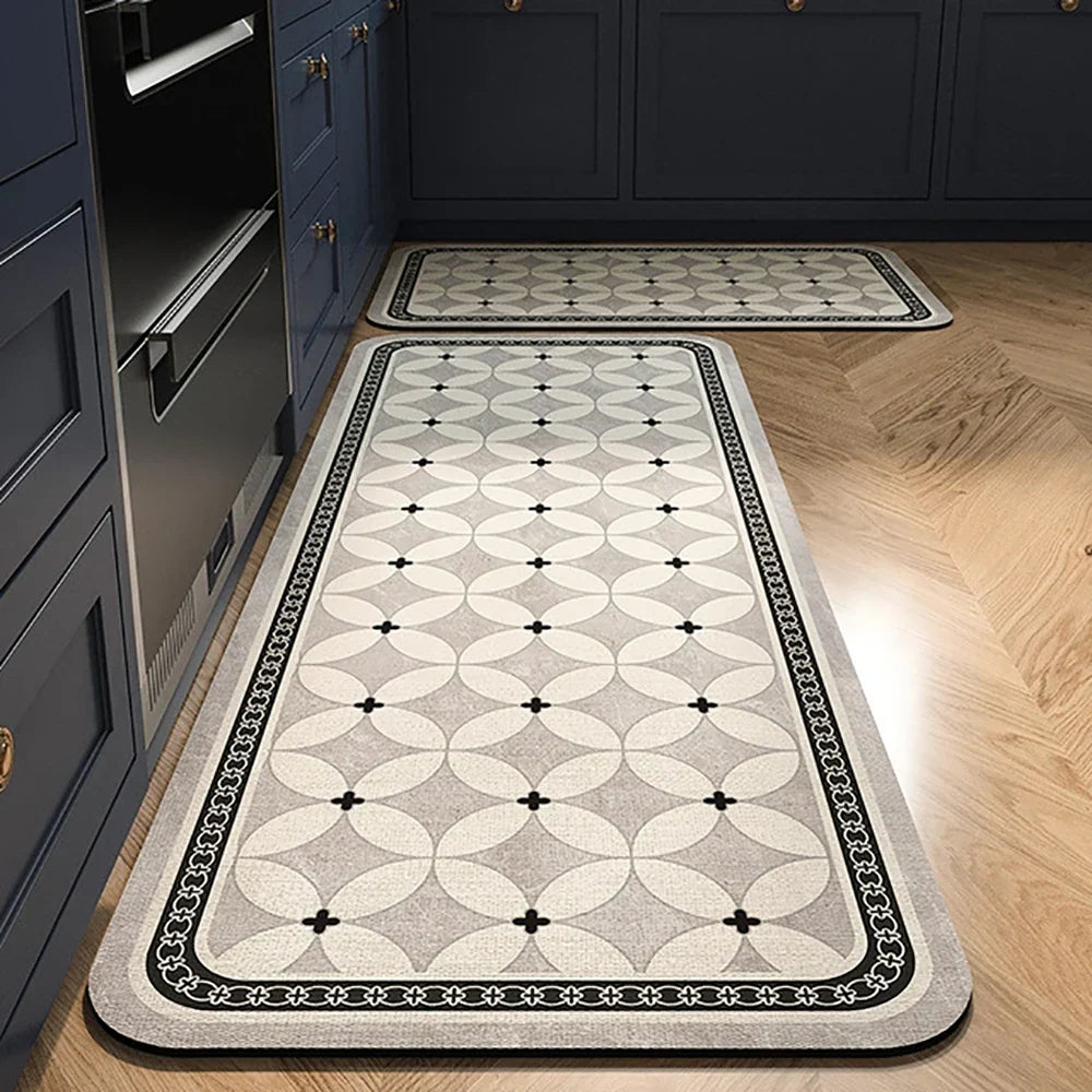 VIKAMA 1/2PCS Kitchen Oil-Resistant Floor Mat, Bathroom Absorbent Quick-Drying Carpet, Anti-Slip Doormat For Home Decoration