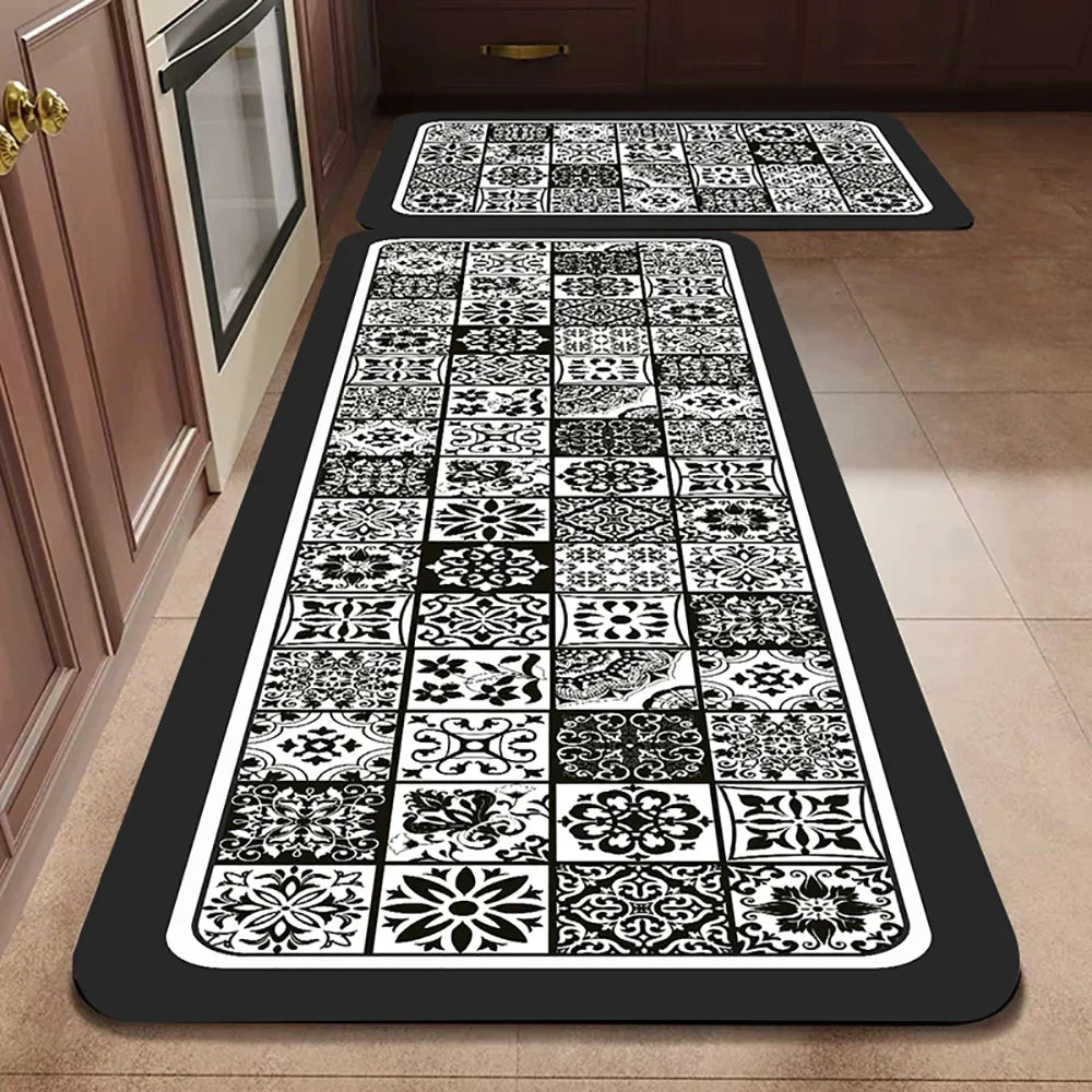 VIKAMA 1/2PCS Kitchen Oil-Resistant Floor Mat, Bathroom Absorbent Quick-Drying Carpet, Anti-Slip Doormat For Home Decoration