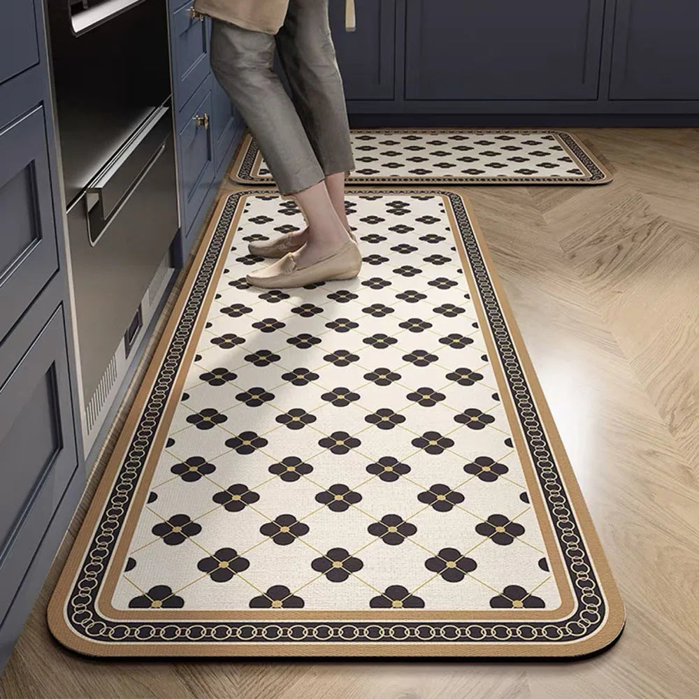 VIKAMA 1/2PCS Kitchen Oil-Resistant Floor Mat, Bathroom Absorbent Quick-Drying Carpet, Anti-Slip Doormat For Home Decoration