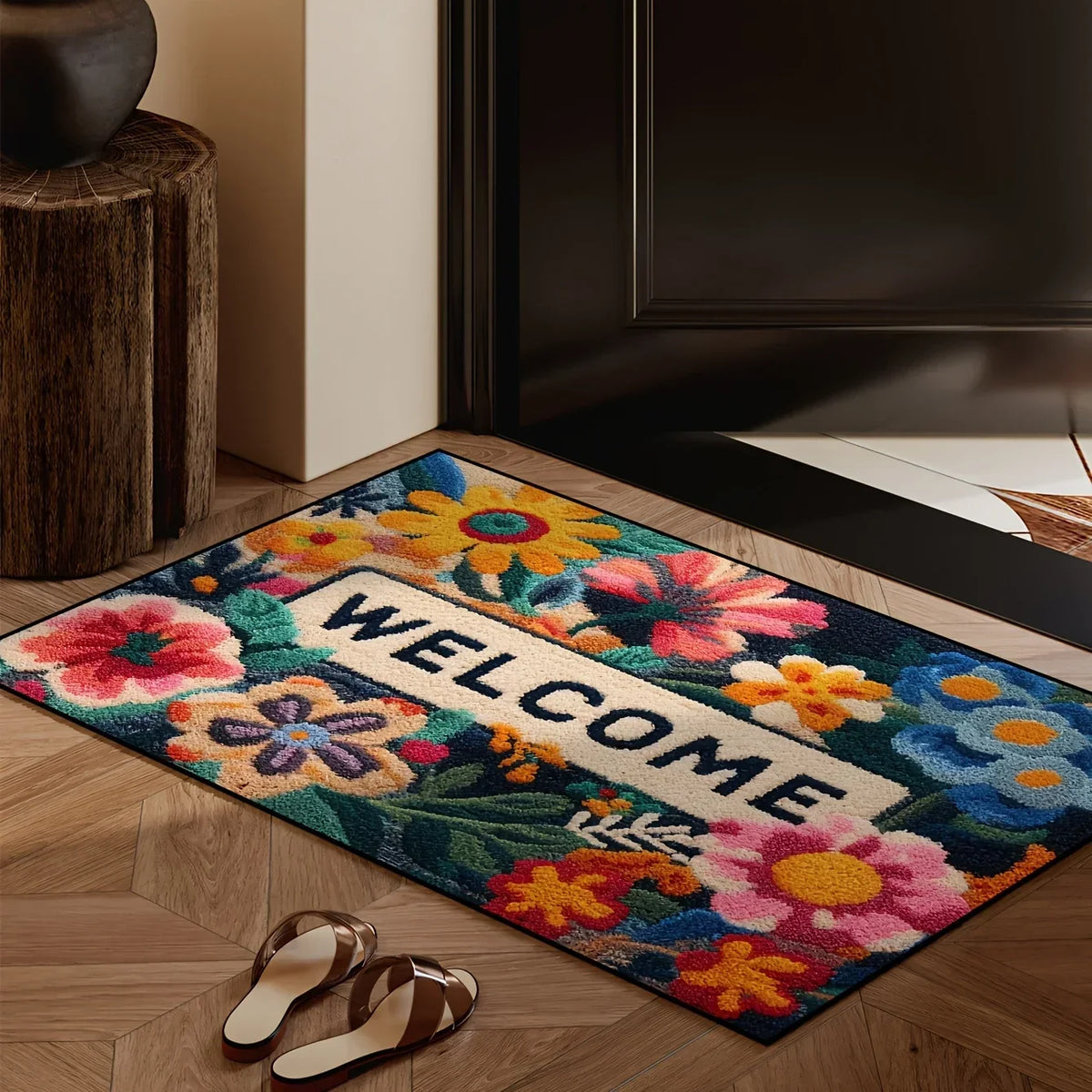 VIKAMA Beautiful  Flower Doormat Non-slip Floor Mat Absorbent Bathroom Mat Rug For Bedroom Living Room Carpet Welcome Mat
