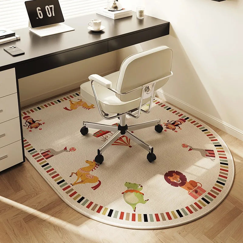 VIKAMA Chair floor mat Arched Bedroom vanity rug Modern home decor Study Playroom Swivel chair Mute rug Office desk floor mat