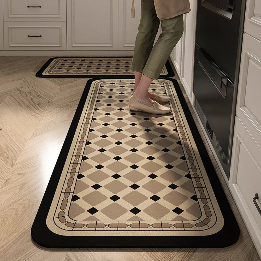 VIKAMA 1/2PCS Kitchen Oil-Resistant Floor Mat, Bathroom Absorbent Quick-Drying Carpet, Anti-Slip Doormat For Home Decoration