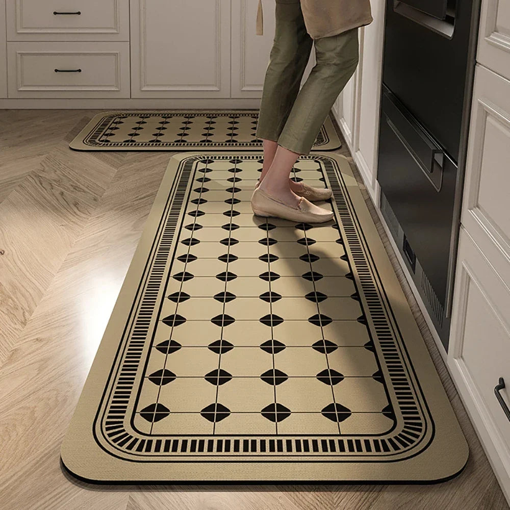 VIKAMA 1/2PCS Kitchen Oil-Resistant Floor Mat, Bathroom Absorbent Quick-Drying Carpet, Anti-Slip Doormat For Home Decoration