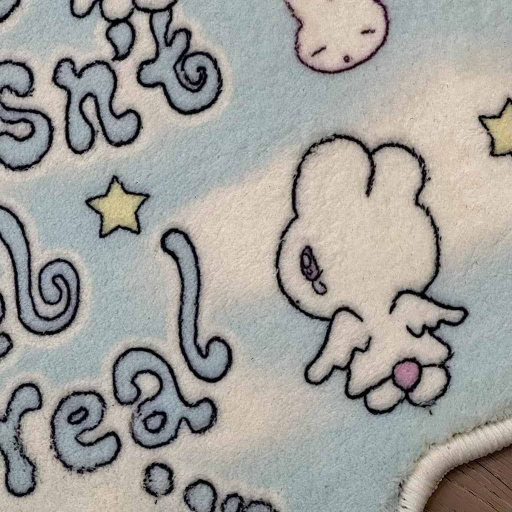 VIKAMA Cute Angel Rabbit Imitation Cashmere Carpet Decoration Living Room Floor Mat Mirror Front Blanket Doormat Rug For Bedroom