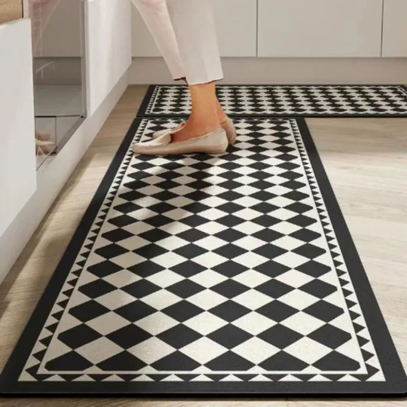VIKAMA 1/2PCS Kitchen Oil-Resistant Floor Mat, Bathroom Absorbent Quick-Drying Carpet, Anti-Slip Doormat For Home Decoration