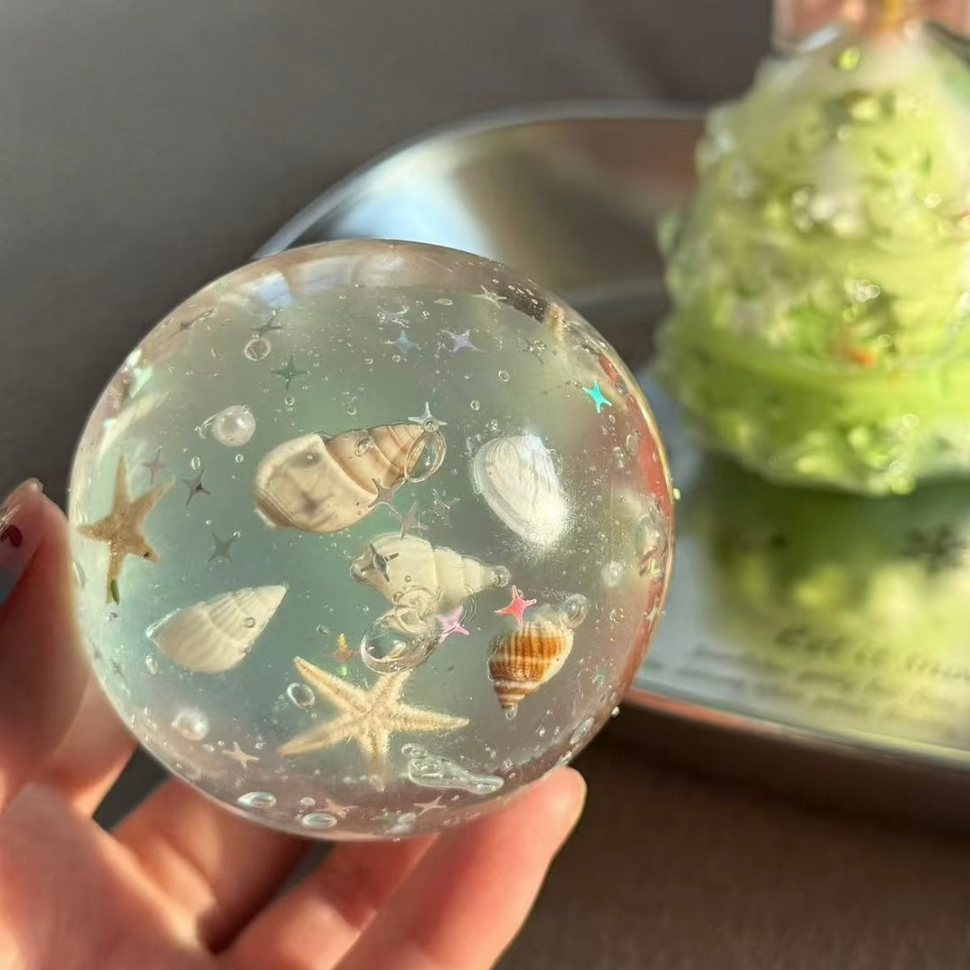 Crystal Ocean Shell Stress Ball